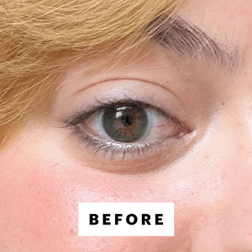 Allure commerce market editor Sarah Hoffmann before applying the Caliray Come Hell or High Water 24Hour Tubing Mascara