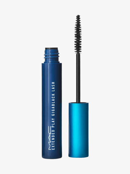 MAC Extended Play Gigablack Lash Mascara in branded component on a light gray background