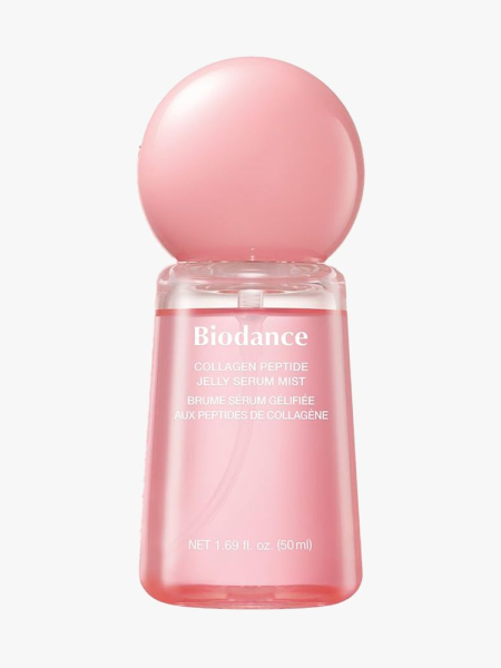 Biodance Collagen Peptides Jelly Serum Mist in branded component on a light gray background