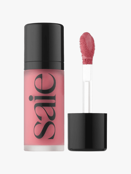 Saie Dew Blush in branded components on a light gray background