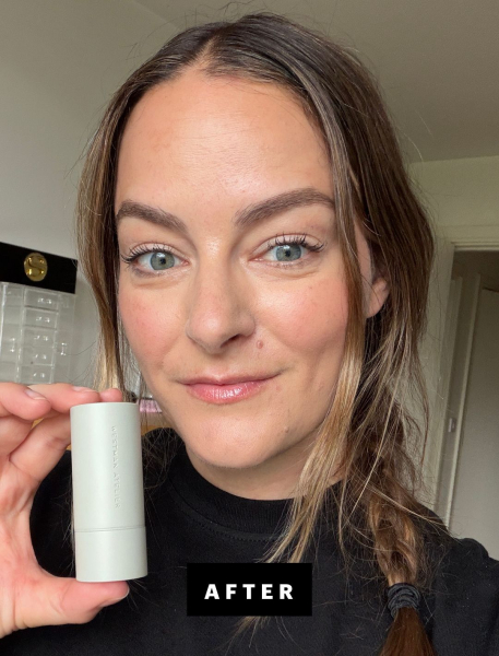 Panych after applying Westman Atelier Baby Cheeks Blush Stick